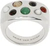 Dries Van Noten Multicolor Stone Ring In Silver