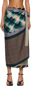 Dries Van Noten Multicolor Wrap Scarf Midi Skirt