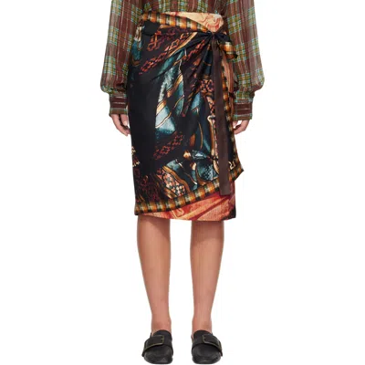 Dries Van Noten Multicolor Wrap Scarf Midi Skirt