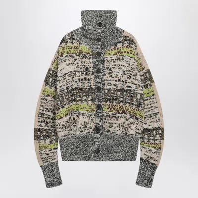Dries Van Noten Multicolored Oversized Cardigan In Jacquard Wool