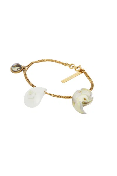 Dries Van Noten Natural Shell Resin Abalone Bracelet In Gold