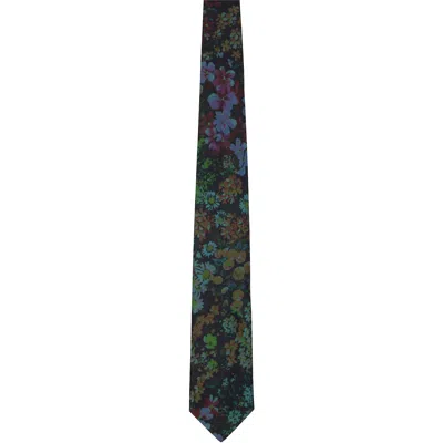Dries Van Noten Navy & Green Floral Tie