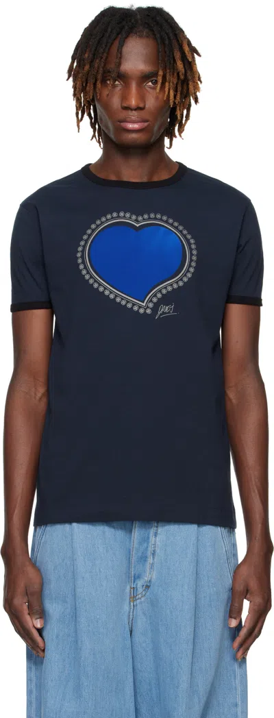 Dries Van Noten Navy Archive Print T-shirt In 509 Navy
