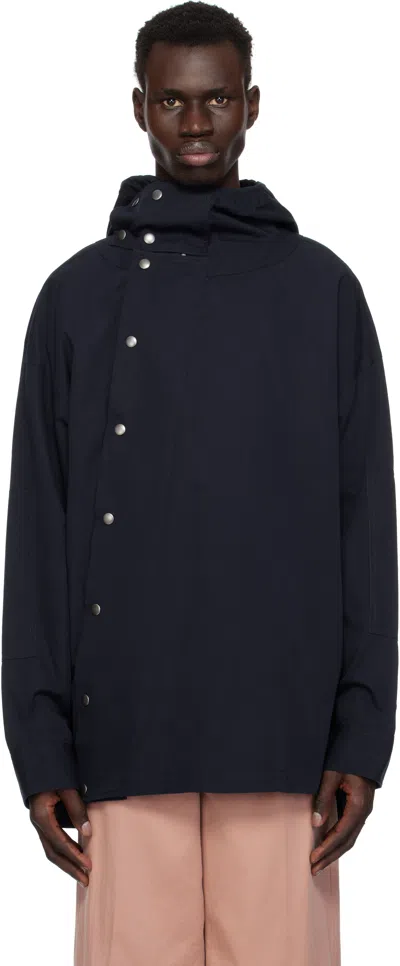 Dries Van Noten Navy Asymmetric Jacket In 509 Navy