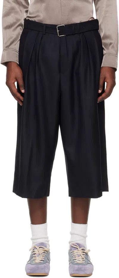 Dries Van Noten Cropped Trousers Pleated Front Belt Loops In Black