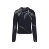 Dries Van Noten Mouche Crew Neck Knite With Motif Knitwear Blue In Blue