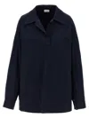 Dries Van Noten Collared Neck Long Sleeves Plain Pattern Blouse In Blue