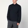 Dries Van Noten Navy Blue Cotton And Wool Shirt In Black