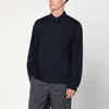 Dries Van Noten Navy Blue Cotton And Wool Shirt In Black