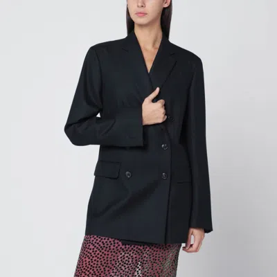 DRIES VAN NOTEN NAVY BLUE DOUBLE-BREASTED WOOL JACKET