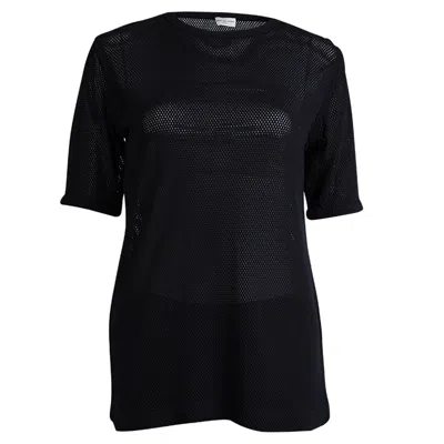 Dries Van Noten Navy Blue Perforated Knit T-shirt