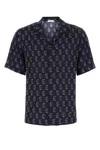 Dries Van Noten Carltone Camp-collar Embellished Voile Shirt In Navy Blue