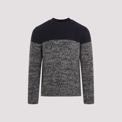 DRIES VAN NOTEN NAVY BLUE ROUND NECK WOOL SWEATER