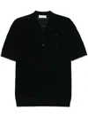 Dries Van Noten Navy Blue Short Sleeve Polo Shirt In Black