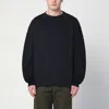 Dries Van Noten Navy Blue Sweatshirt With Zip Detail In Blue