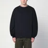 Dries Van Noten Navy Blue Sweatshirt With Zip Detail Men In Blue