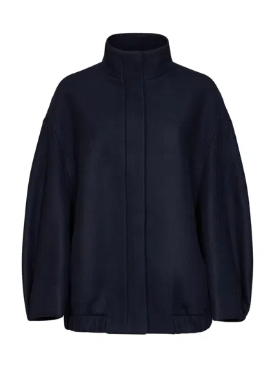 Dries Van Noten Navy Blue Wool Blend Voles Oversized Blouson