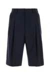 Dries Van Noten Wool Panrom Bermuda Shorts In Navy