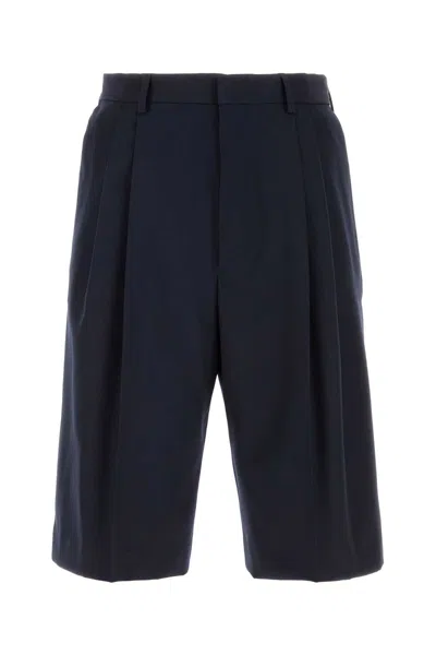 Dries Van Noten Wool Panrom Bermuda Shorts In Blue