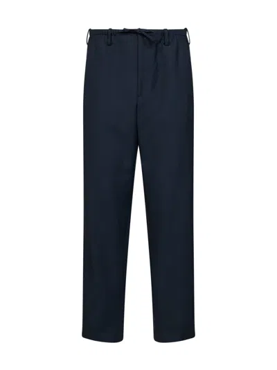 Dries Van Noten Navy Blue Wool Penny Straight-leg Trousers