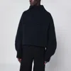 Dries Van Noten Oversized Wool Knit High Collar In Blue