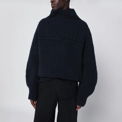 DRIES VAN NOTEN DRIES VAN NOTEN NAVY BLUE WOOL SWEATER