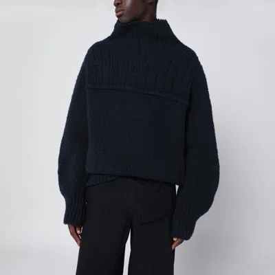 DRIES VAN NOTEN NAVY BLUE WOOL SWEATER