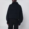 Dries Van Noten Oversized Wool Knit High Collar In Blue
