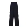 Dries Van Noten Navy-blue Wool Tris Pants In Black