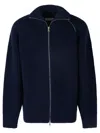 Dries Van Noten Men Zippered Wool Sweater In Blue