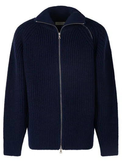 DRIES VAN NOTEN MEN NAVY BLUE ZIP HIGH NECK SWEATER, M LUXURY SWEATERS & KNITWEAR FOR MEN DARVEYS