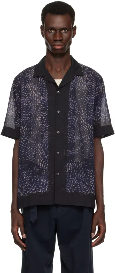 DRIES VAN NOTEN NAVY BOXY COTTON SHIRT