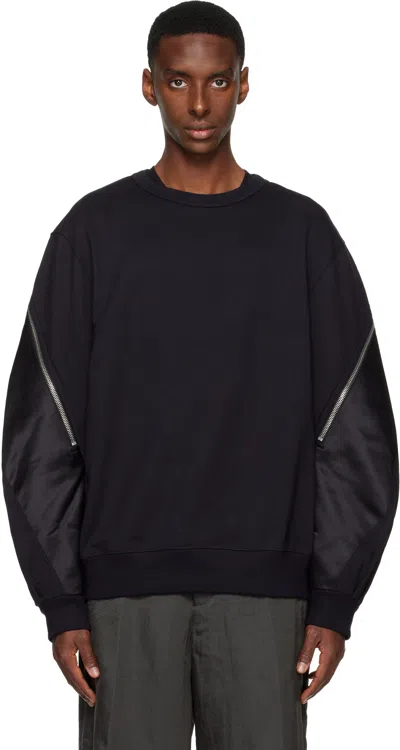 Dries Van Noten Navy Contrast Sweatshirt In Blue