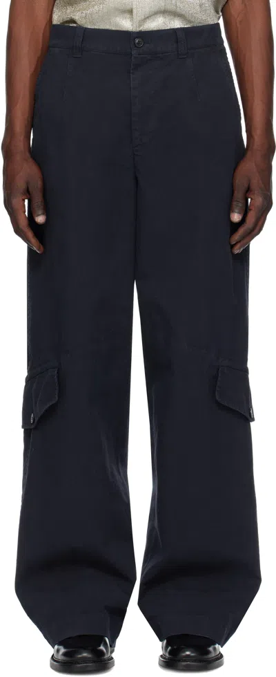 Dries Van Noten Navy Loose-fit Cargo Pants In 509 Navy