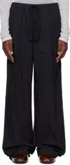 Dries Van Noten Navy Cotton Drawstring Cargo Pants In 509 Navy