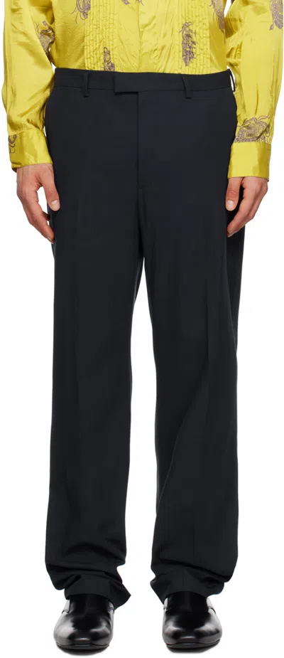 Dries Van Noten Navy Creased Trousers In 509 Navy