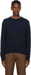 Dries Van Noten Navy Crewneck Sweater In Blue