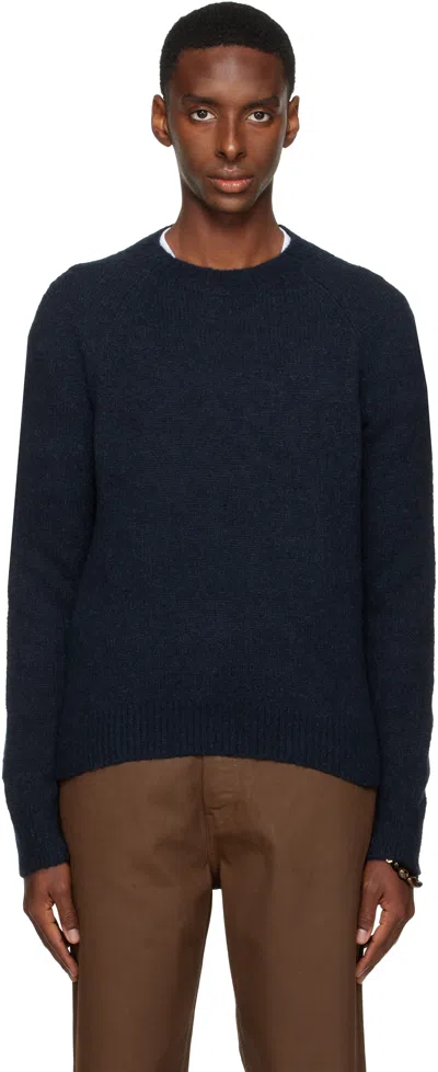 Dries Van Noten Navy Crewneck Sweater In Blue