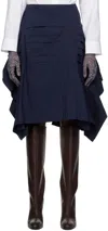 Dries Van Noten Navy Deconstructed Midi Skirt In 509 Navy