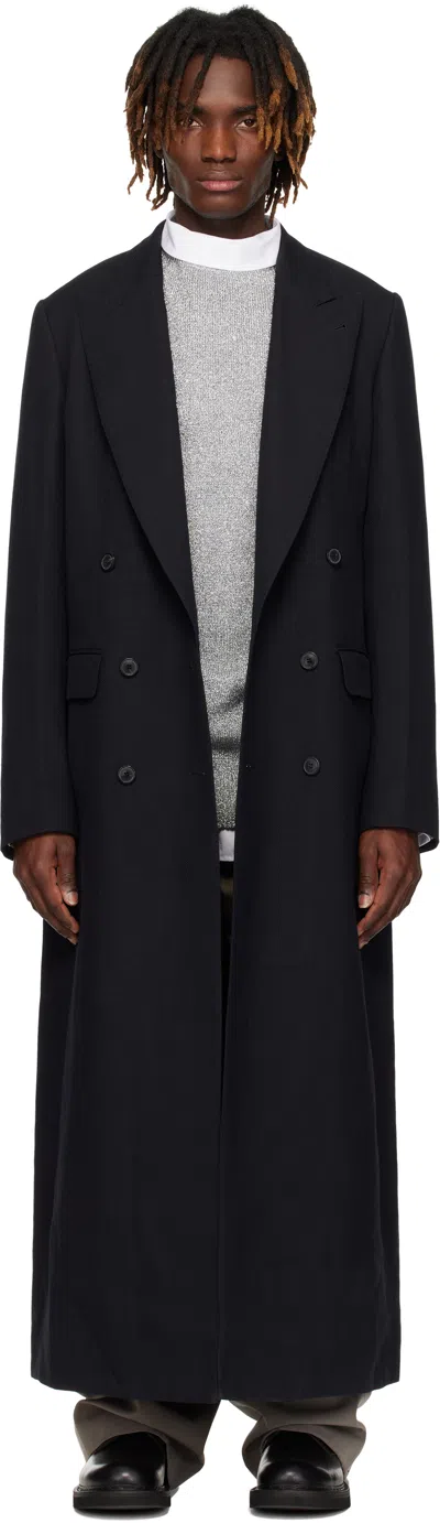 Dries Van Noten Navy Double-breasted Coat In 509 Navy