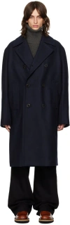 Dries Van Noten Navy Double-breasted Coat In 509 Navy