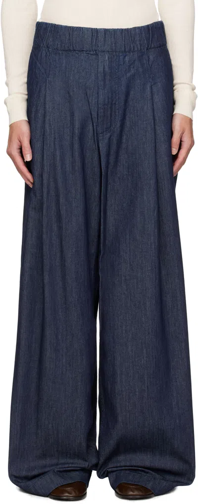 Dries Van Noten Navy Drawstring Jeans In Blue