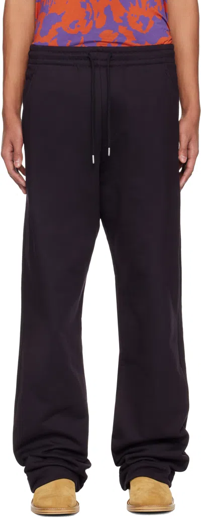 Dries Van Noten Navy Drawstring Sweatpants In Brown
