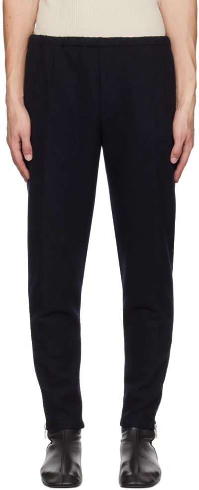 Dries Van Noten Navy Drawstring Trousers In 509 Navy