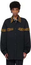 Dries Van Noten Navy Embroidered Shirt In 509 Navy