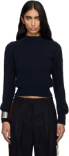 Dries Van Noten Navy Fitted Sweater In Blue