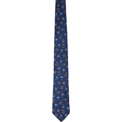 Dries Van Noten Navy Floral Tie