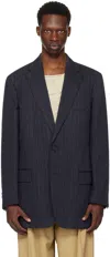 Dries Van Noten Navy Loose-fit Blazer In 511 Midnight