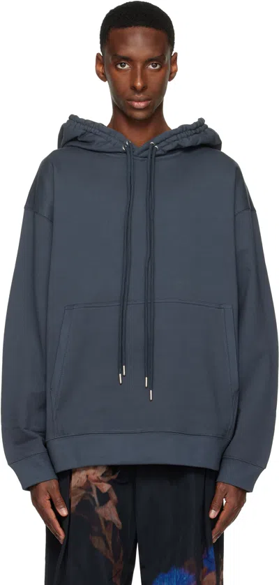 Dries Van Noten Navy Loose Fit Hoodie In Blue