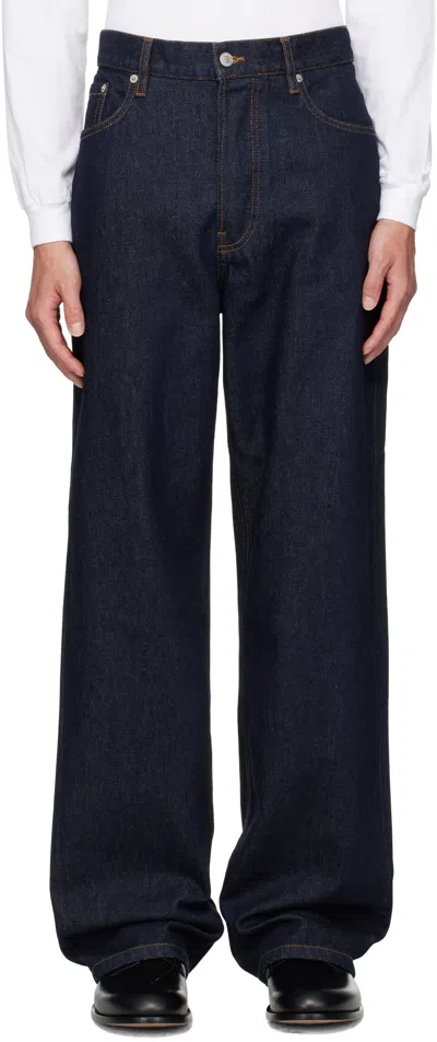 Dries Van Noten Navy Loose Fit Jeans In Blue